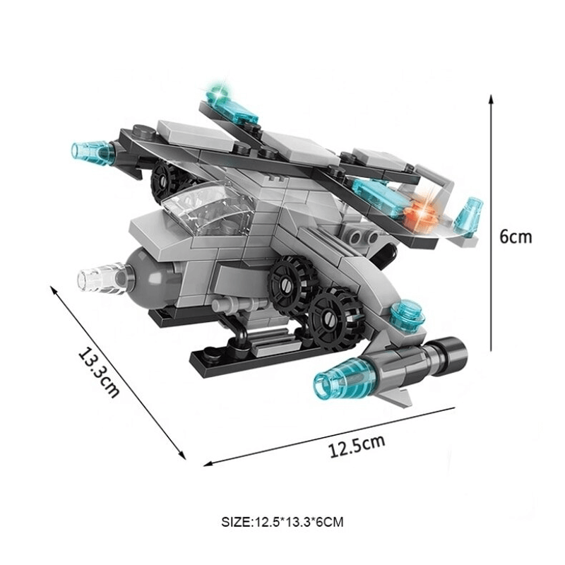 6-i-1 Fordonsbyggklossar - Byggset Brandbil, Stridsvagn eller Helikopter, Konstruktionsleksak för Barn