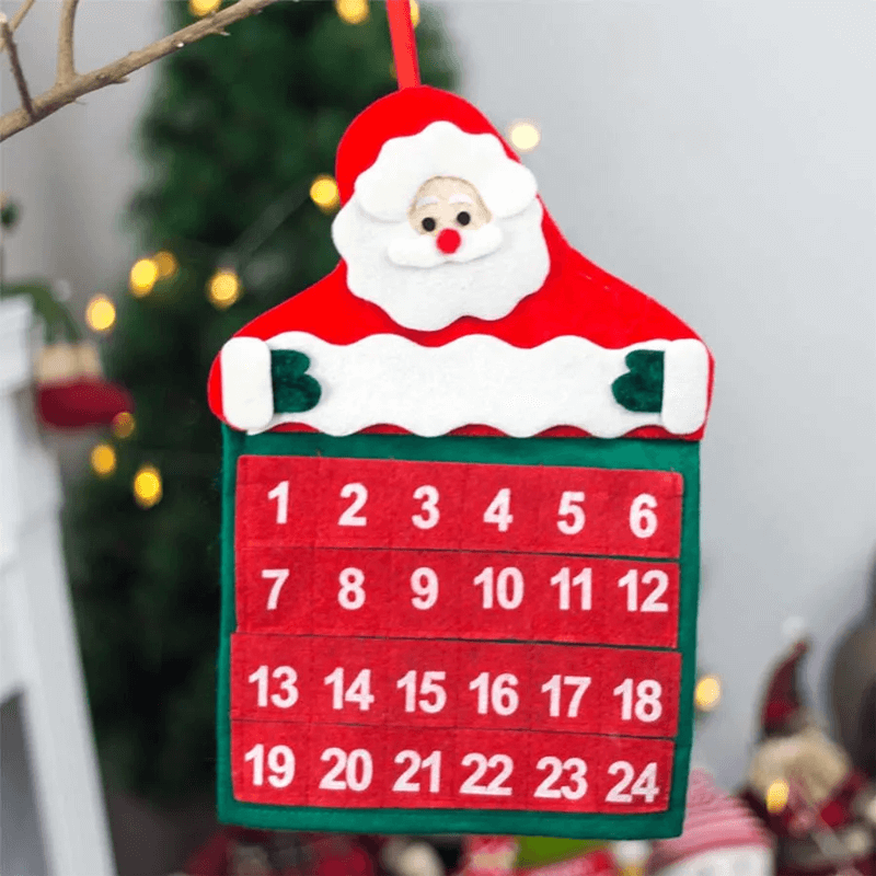 Nedräkning Jul Adventskalender i Tyg - Jultomte 24 Dagar