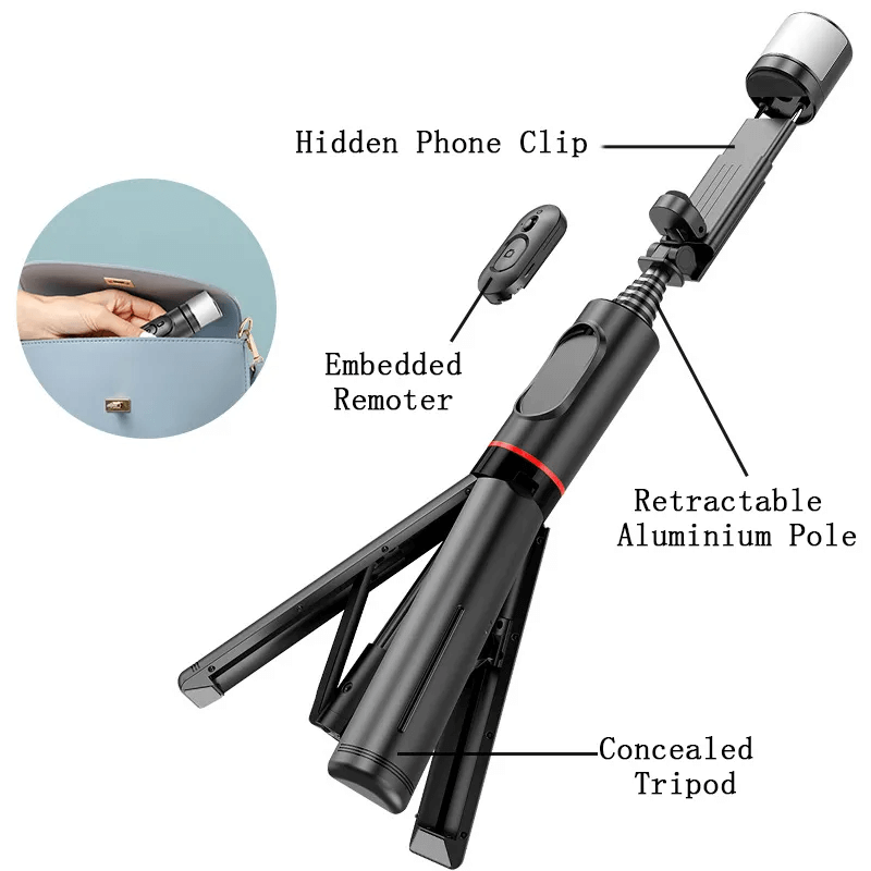 Selfiestick-tripod med Fjärrkontroll